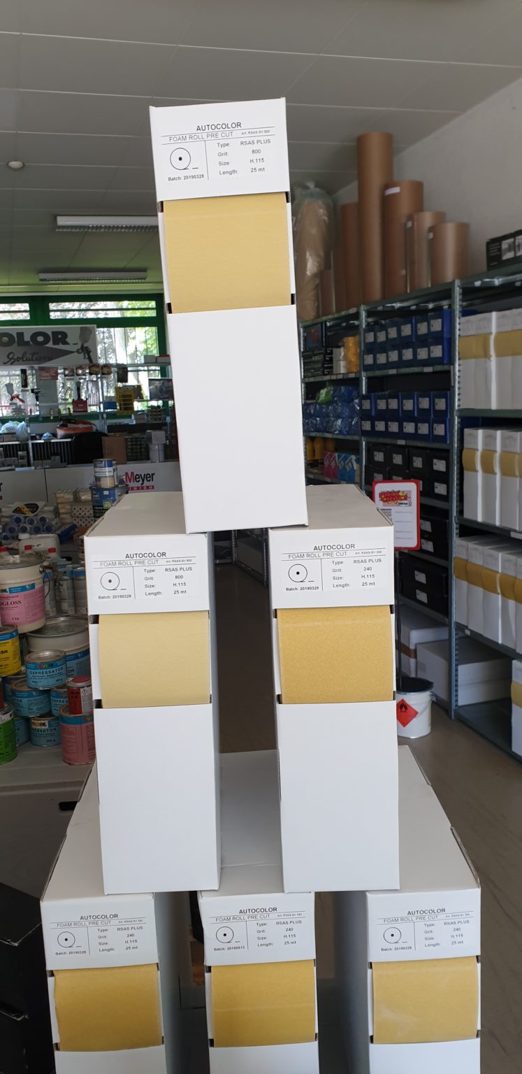 Carton de rouleau abrasif mousse prédécoupé Autocolor
