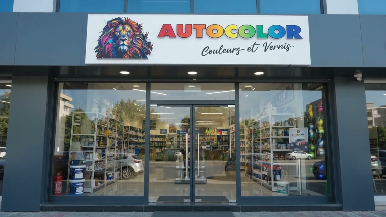 Voiture dans une cabine de peinture professionnelle